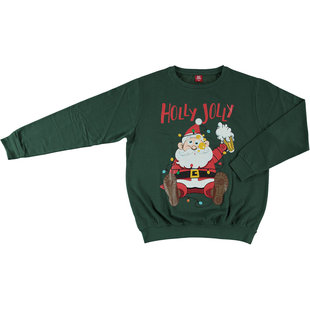 Apollo Men's Christmas Sweater Green Holly Jolly Santa