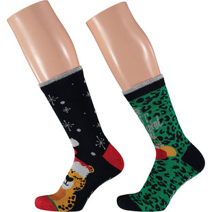 Apollo 2-Pack Funny Ladies Christmas Socks Panther