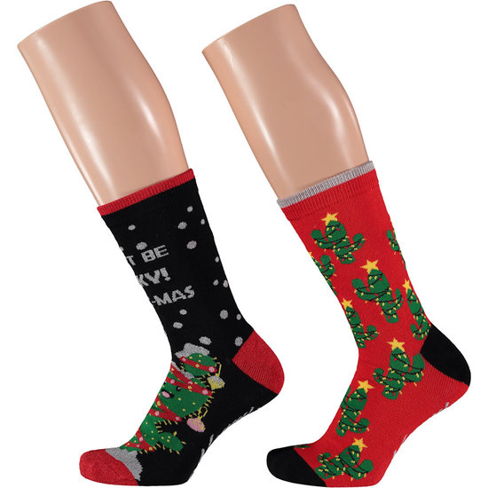 Apollo Apollo 2-Pack Funny Ladies Christmas Socks Cactus