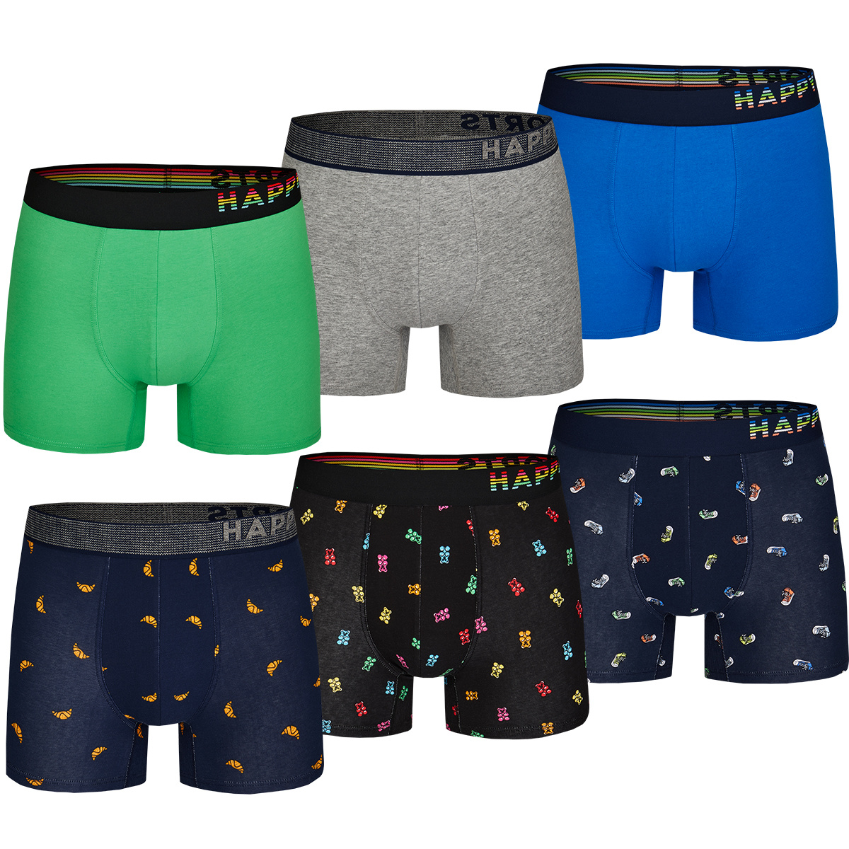 Happy Shorts Happy Shorts Boxershorts Heren Multipack 6P SET 6 Prints