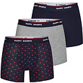 Happy Shorts Happy Shorts 3-Pack Boxershorts Heren D848 Hartjes Print Blauw/Grijs