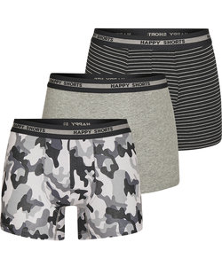 Happy Shorts 3-Pack Boxershorts Heren Camouflage Grijs
