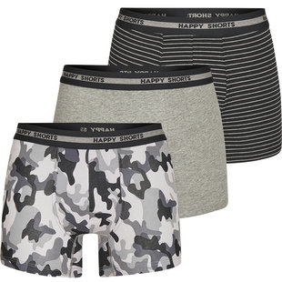 Happy Shorts 3-Pack Boxer Shorts Men Camouflage Gray