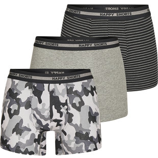 Happy Shorts 3-Pack Boxershorts Heren Camouflage Grijs