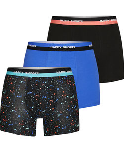 Happy Shorts 3-Pack Boxershorts Heren Colour Splashes Zwart