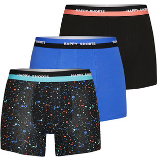 Happy Shorts 3-Pack Boxershorts Heren Colour Splashes Zwart