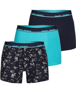 Happy Shorts 3-Pack Boxer Shorts Men Hawaii Blue