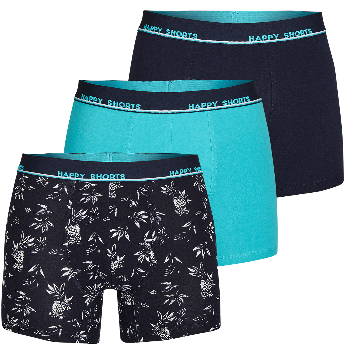 Happy Shorts Happy Shorts 3 Pack Boxershorts Heren Hawaii Blauw