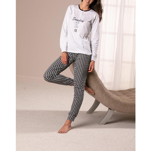 Cotonella Dames Pyjama Set Geblokt Tricot DDB64