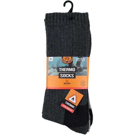 Apollo Apollo Dames / Heren Thermo Sokken Grijs Unisex 3-Pack