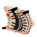 Apollo Apollo Women's Fashion Bamboo Socks with Print Beige 6-Pair