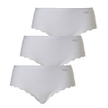 Cotonella Cotonella Dames Slip Met Kant Midi Wit 3-Pack