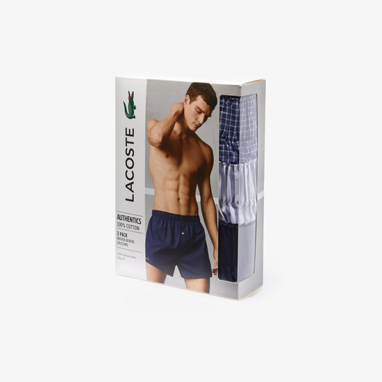 Lacoste Lacoste Wijde Boxershorts Heren 3-Pack Authentics Blauw