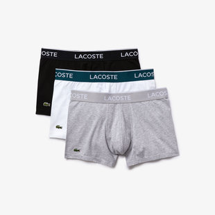 Lacoste Classic Boxer Shorts Men Black/White/Grey Trunks 3-Pack