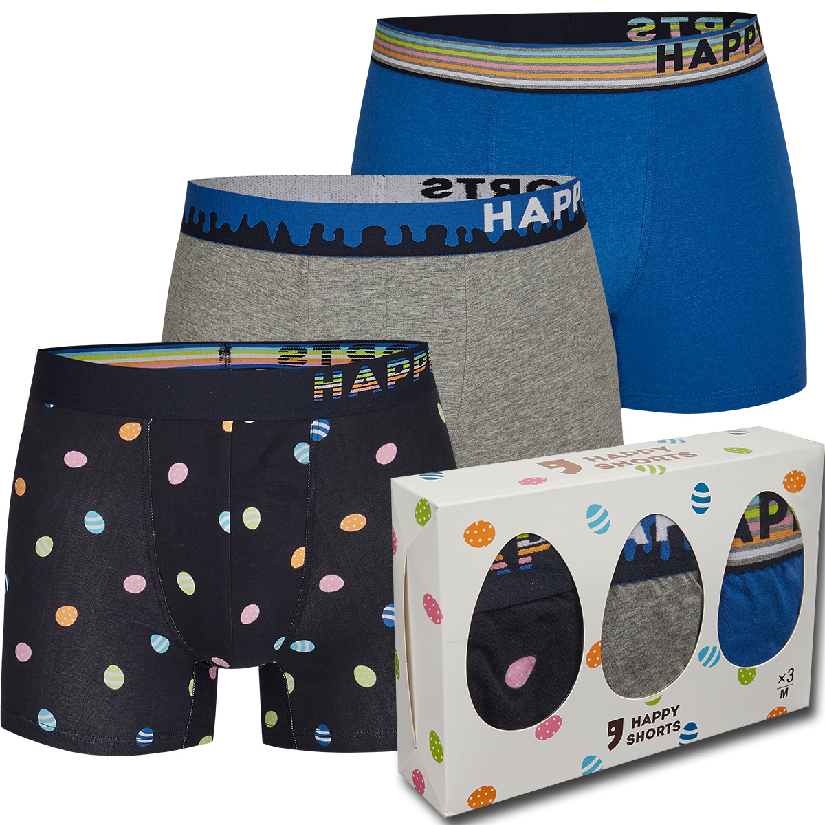 Happy Shorts Happy Shorts Boxershorts Heren Pasen 3 Pack