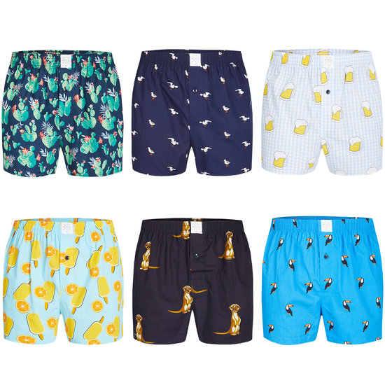 MG-1 MG-1 Wijde Losse Boxershorts Heren 6-Pack Multipack D722 met Prints