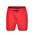 Happy Shorts Happy Shorts Mens Swim Shorts Double Waistband Solid Red