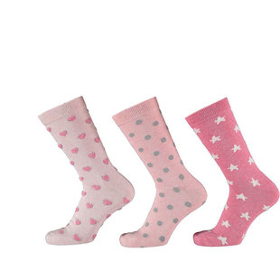 Apollo Fashion Socks Women Hearts Dots Star Print Pink