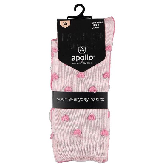 Apollo Apollo Fashion Socks Women Hearts Dots Star Print Pink