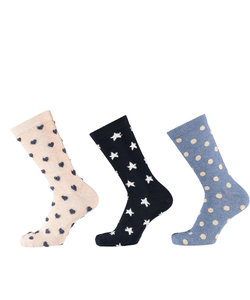Apollo Fashion Socks Women Hearts Dots Star Print Bue