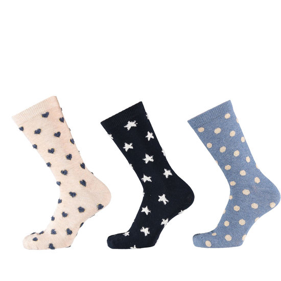 Apollo Apollo Fashion Socks Women Hearts Dots Star Print Pink Blue