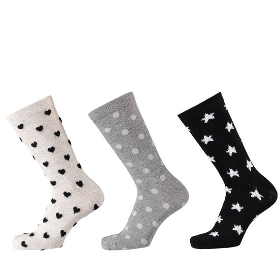 Apollo Apollo Fashion Socks Women Hearts Dots Star Print Pink Grey