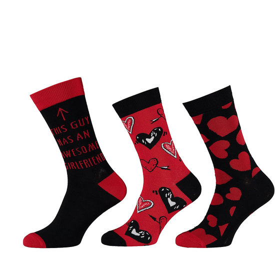 Apollo Men's Socks Hearts Valentine Giftbox 3-Pack