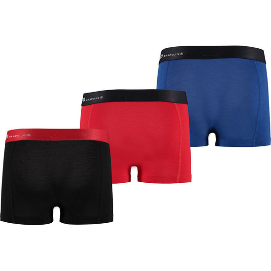 Apollo Apollo Bamboo Boxer Shorts Boys 3-Pack Black Blue Red