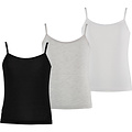 Apollo Apollo Girls Bamboo Singlet Shirts 3-Pack Black Gray White Spaghetti Straps