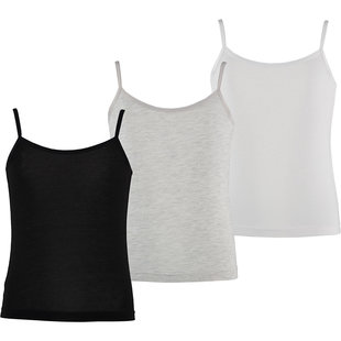 Apollo Meisjes Bamboe Singlet Hemden 3-Pack Zwart Grijs Wit