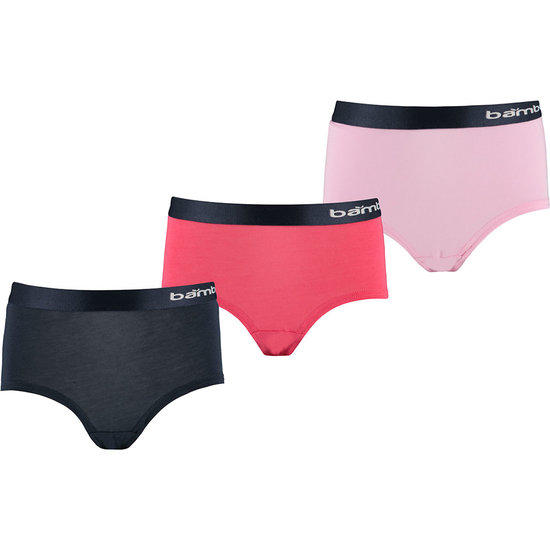 Apollo Apollo Meisjes Bamboe Hipster 3-Pack Zwart Rood Roze