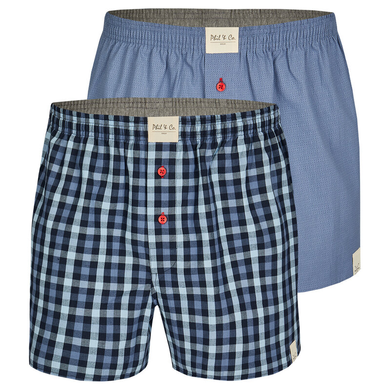 Phil & Co Phil & Co 2-Pack Wijde Boxershorts Heren PH-157 Geruit