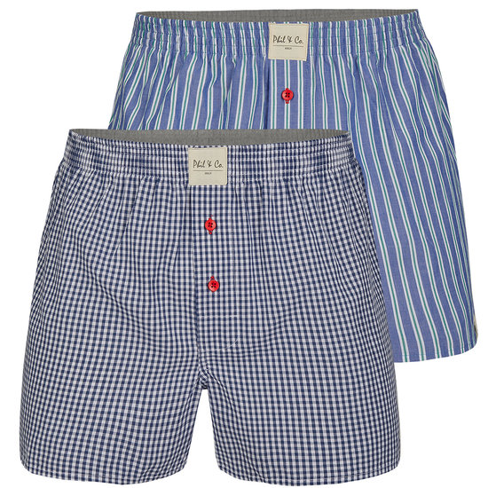 Phil & Co Phil & Co 2-Pack Wide Boxer Shorts Men PH-198 Checkered / Striped