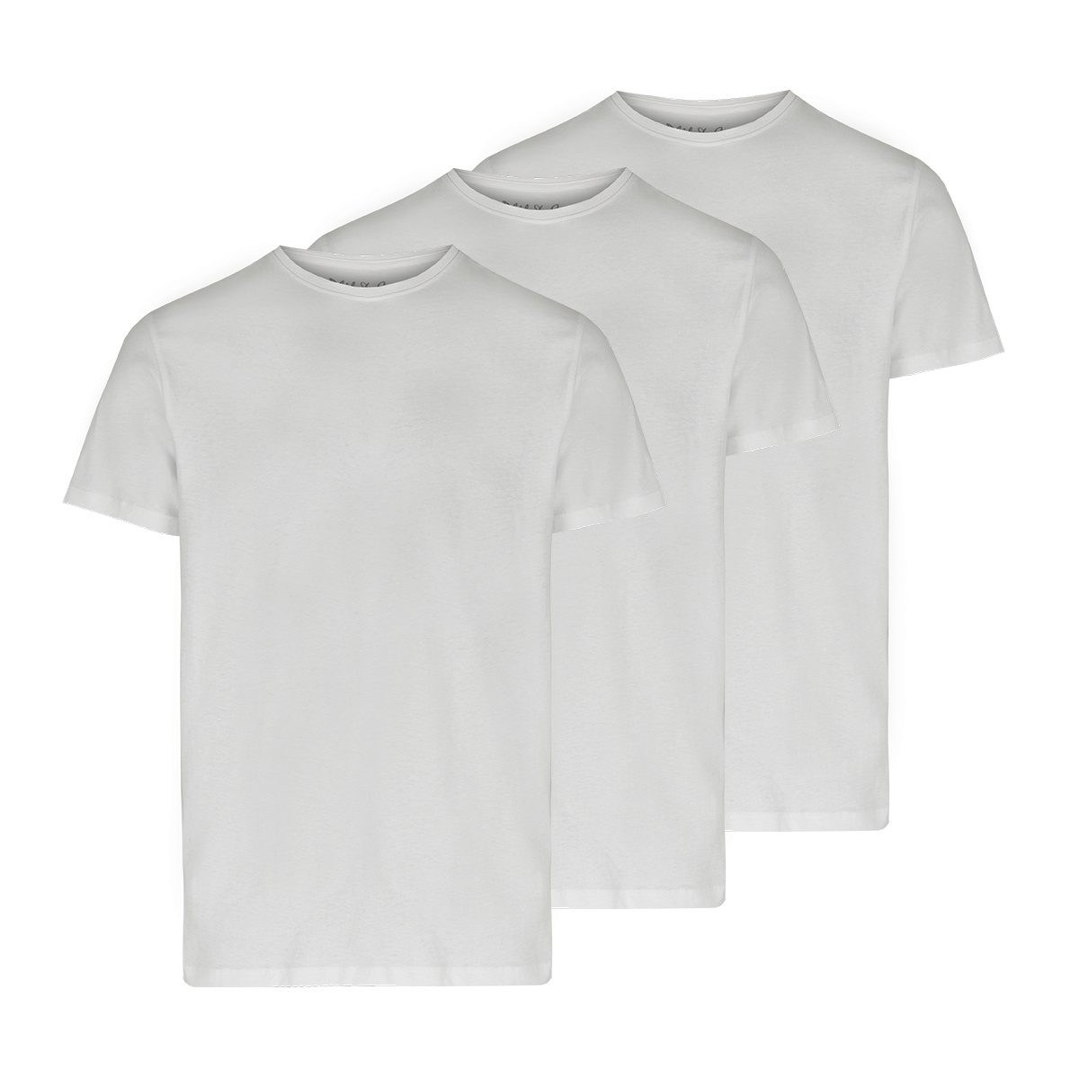 Phil & Co Ondershirt Heren T-shirt Ronde Hals Regular Fit 3-Pack Wit - Maat L