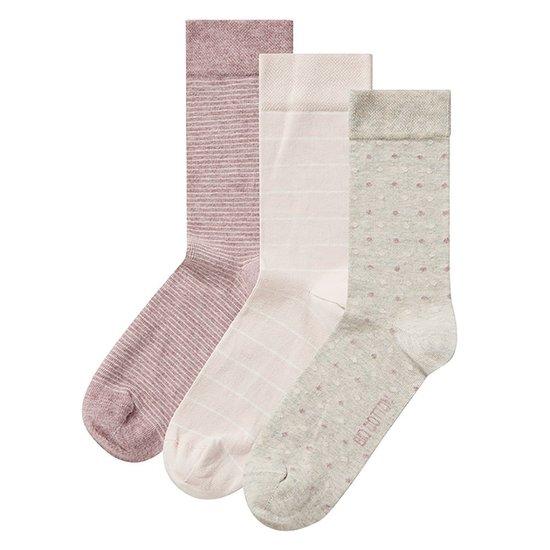 Apollo Women's Socks Heart Stripes Stars Bio Cotton 6-Pack Beige / Pink