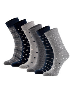 Women's Socks Heart Stripes Stars 6-Pack Gray / Blue