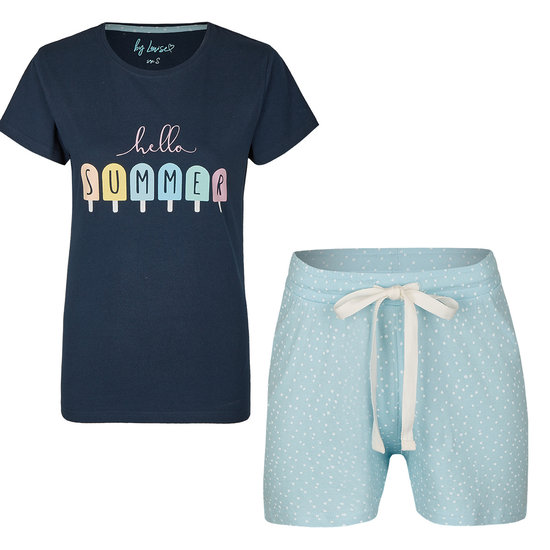 By Louise By Louise Women's Pajama Sets Hello Summer Shortama Blue