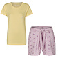 By Louise By Louise Dames Shortama Pyjamaset Geel Roze