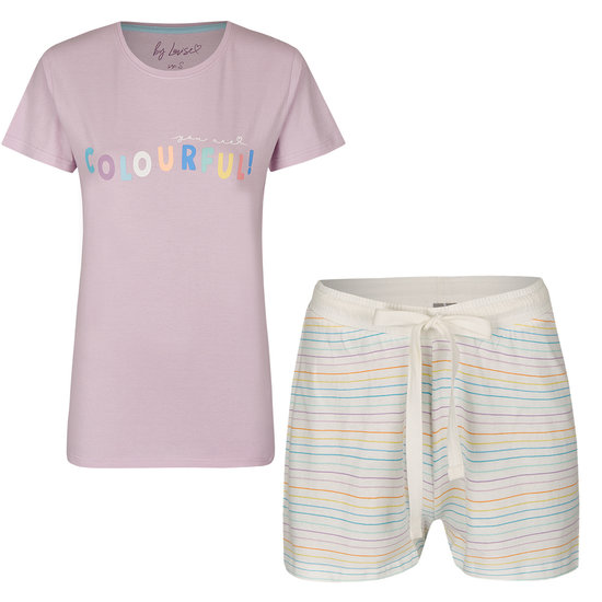 By Louise By Louise Women's Pajama Sets Cotton Shortama Colorful Striped