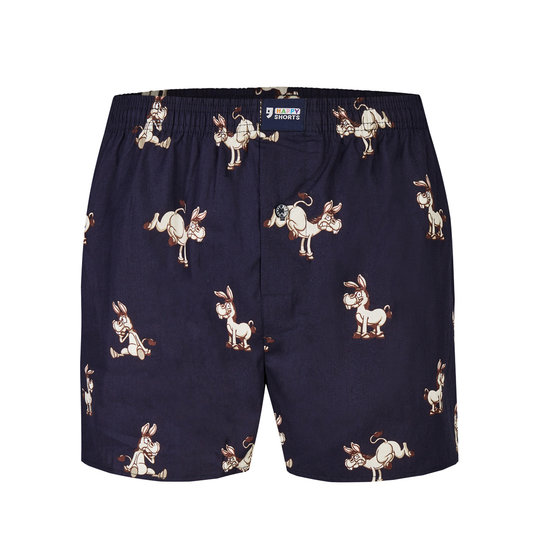 Happy Shorts Happy Shorts Wide Boxer Shorts Donkeys Print Blue