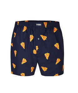 Happy Shorts Wijde Boxershort Pizza Print Blauw