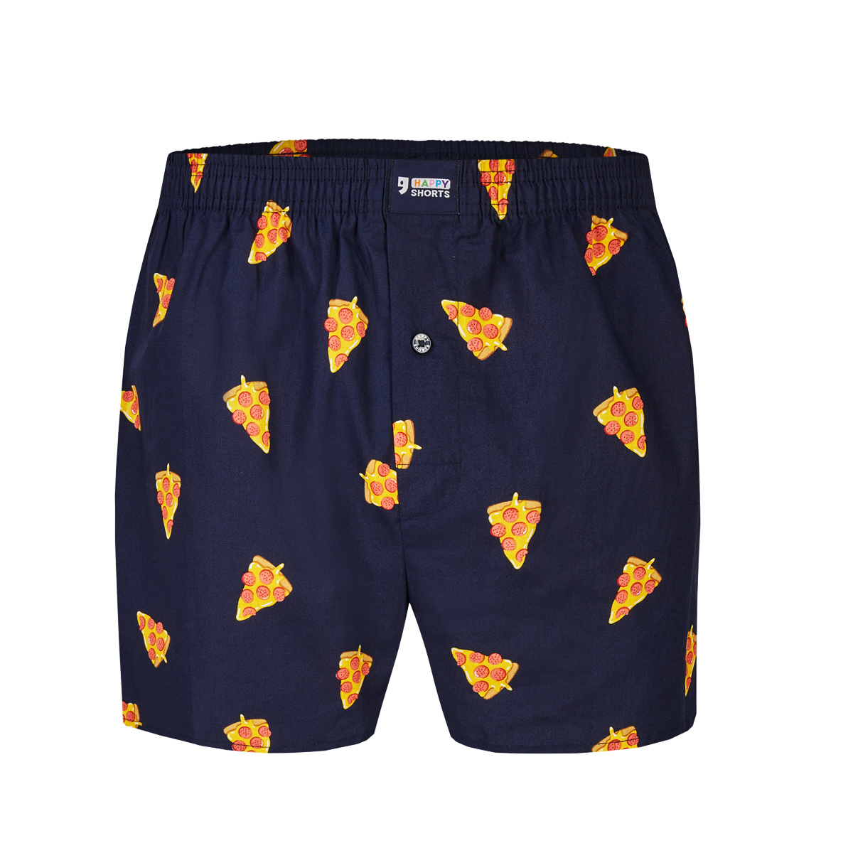 Happy Shorts Wijde Boxershort Pizza Print Blauw - Maat L | Losse boxershort
