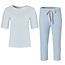 By Louise By Louise Dames Capri Pyjama Set Katoen Lange Broek + Shirt Korte Mouw Blauw