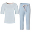 By Louise By Louise Women's Capri Pajama Set Cotton Long Pants + Shirt Short Sleeves Blue