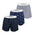 Happy Shorts Happy Shorts 3-Pack Wide Boxer Shorts Men's Blue Striped Seagulls Print