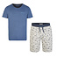 Phil & Co Phil & Co Shortama Heren Korte Pyjama Katoen Blauw / Grijs Summer Special