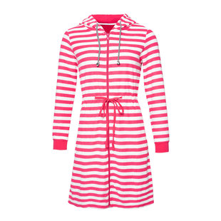 By Louise Dressing Gown Women's Slim-Fit Terry With Zipper Striped Pink
