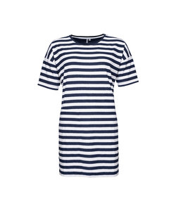 By Louise Women's Nightdress Terry Striped Blue Short Sleeves