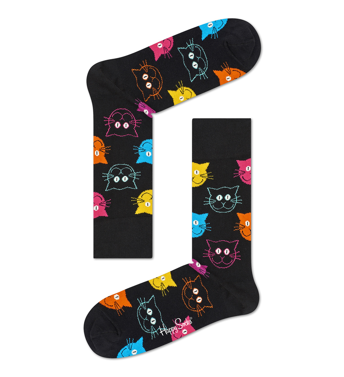 Happy Socks Sokken Met Print Cat Zwart Katten Poezen | Underwear District