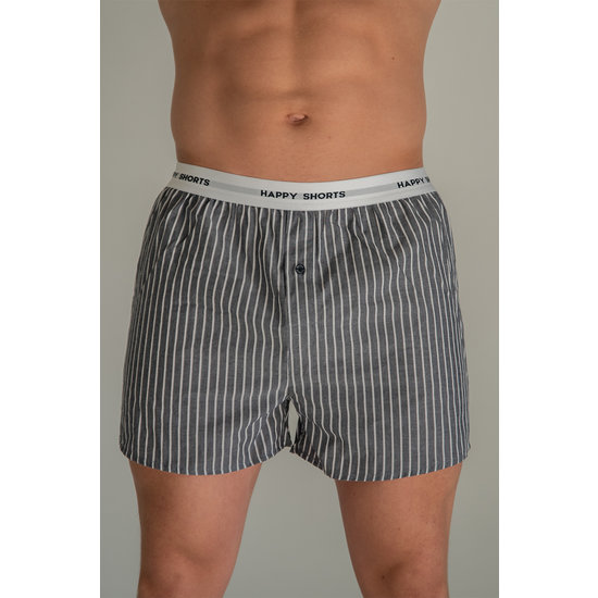 Happy Shorts Happy Shorts 3-Pack Wide Boxer Shorts Men's Blue Striped Seagulls Print